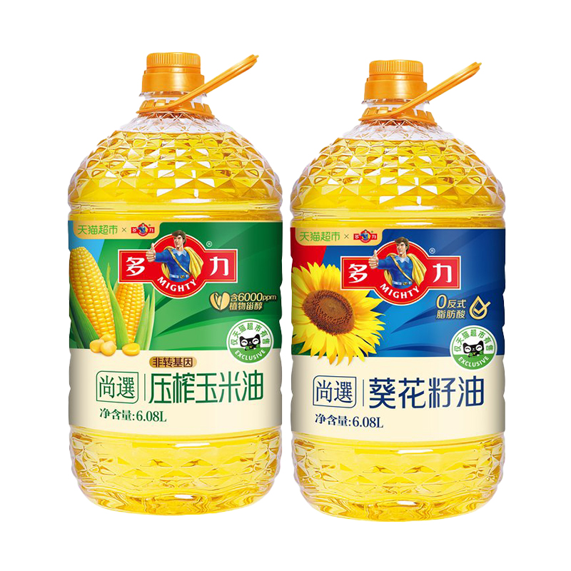 多力尚选葵花籽油6.08L+多力尚选玉米油6.08L 组合装家庭装食用油