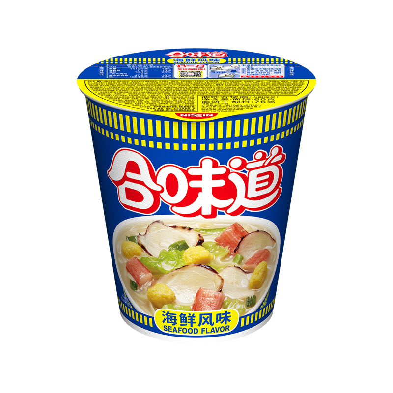 NISSIN/日清方便面合味道海鲜风味代餐零食夜宵泡面76g×1杯 - 图0