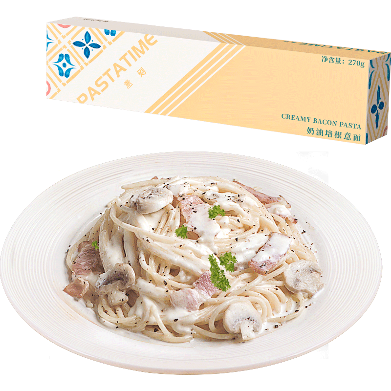 PASTATIME意刻意大利面奶油培根意面条意粉家用速食拌面西餐270g;_虎窝淘