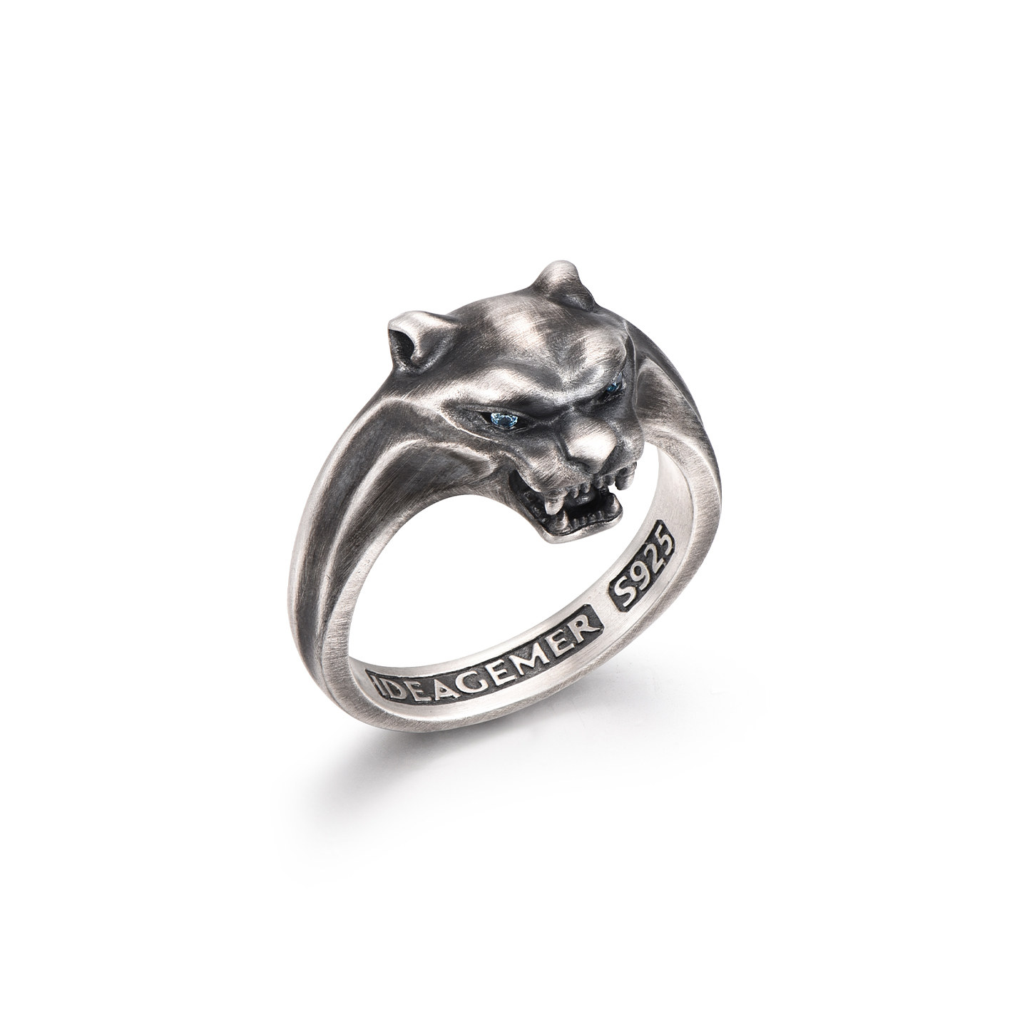 IDEAGEMER Sterling Silver Cheetah Ring Men's Vintage