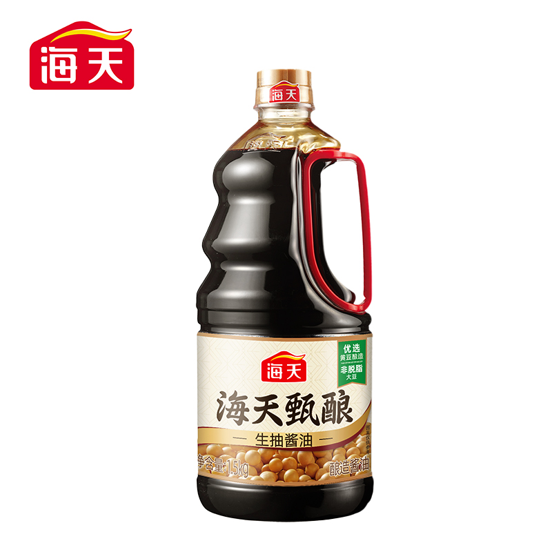 海天酱油甄酿生抽1.5kg大瓶装炒菜烹饪提鲜凉拌家用调味酱料-图1