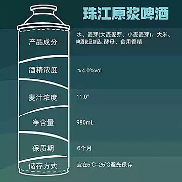 珠江原浆啤酒套装980ml&times;6罐2箱[15元优惠券]-寻折猪