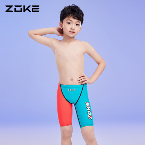 zoke洲克儿童泳衣五分专业训练青少年速干中大童男童竞速游泳裤 - 图3