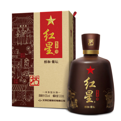 红星二锅头百年醇和紫坛43度500ml*6整箱兼香型白酒宴请节日送礼 - 图1