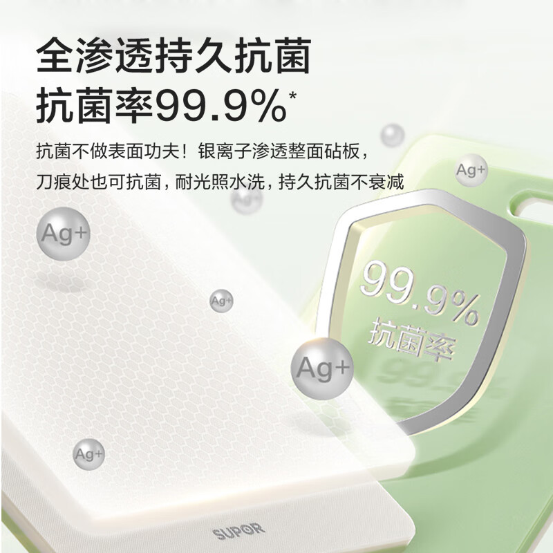 苏泊尔砧板抗菌防霉家用切菜板双面分食可用厨房塑料粘板水果案板