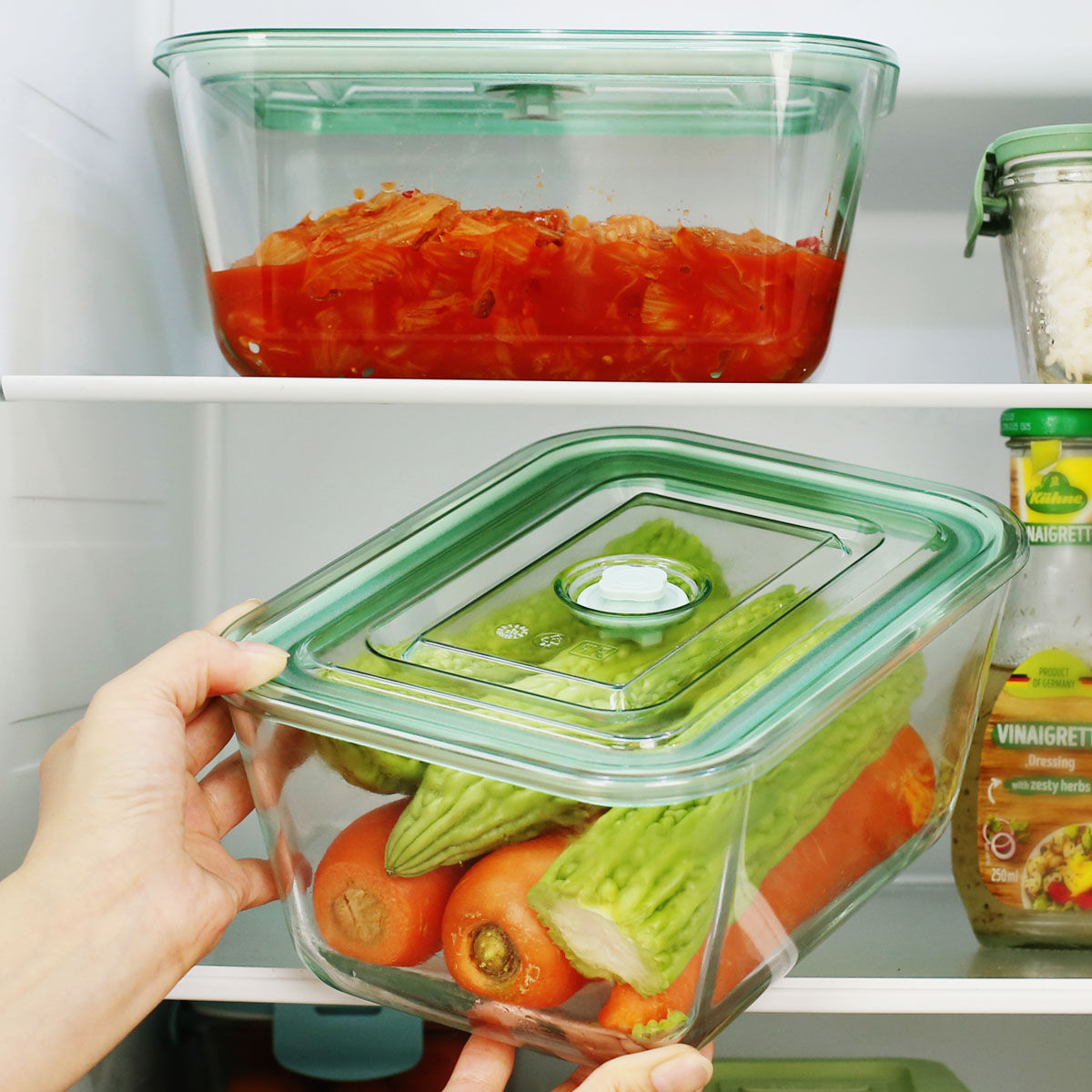 创得大容量玻璃保鲜盒食品级泡菜腌菜餐盒冰箱带盖水果收纳盒 - 图3