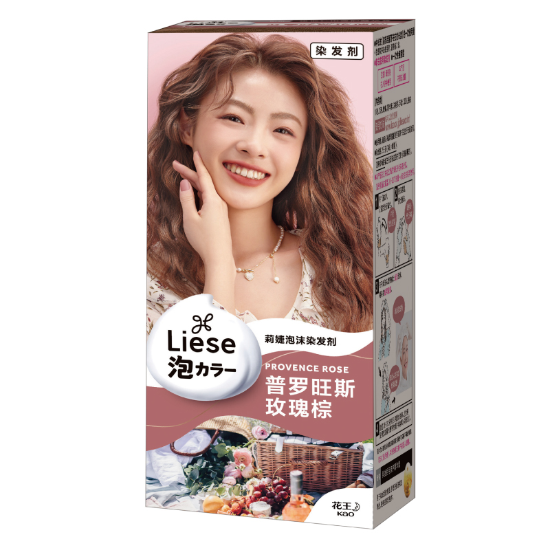 花王莉婕Liese泡沫染发剂普罗旺斯玫瑰棕色108ml在家染泡泡染正品-图1