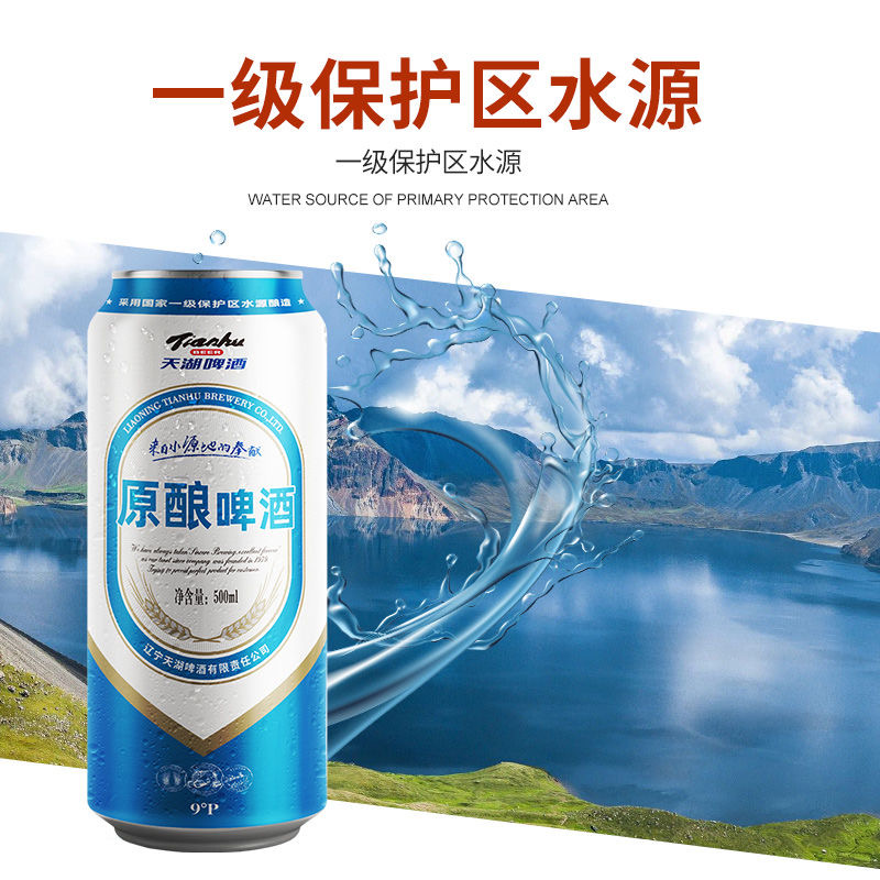 天湖啤酒9度原酿500ml*12听整箱 - 图0