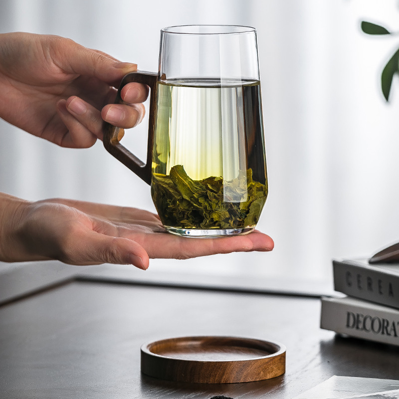 格娜斯中式高档茶杯玻璃杯家用泡绿茶带把水杯办公室水晶杯子-图2
