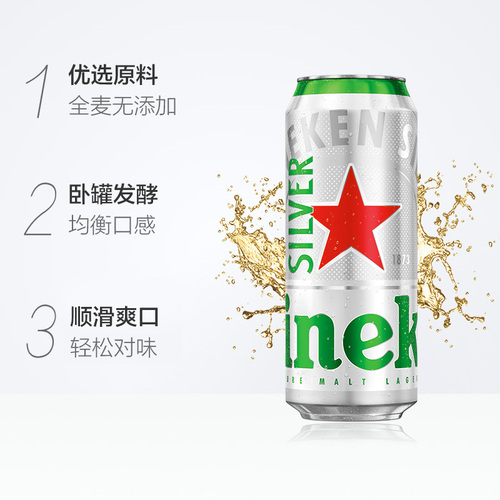 喜力星银（HeinekenSilver）啤酒500ml*3听