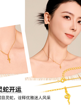 梦金园生肖灵蛇银项链小众设计