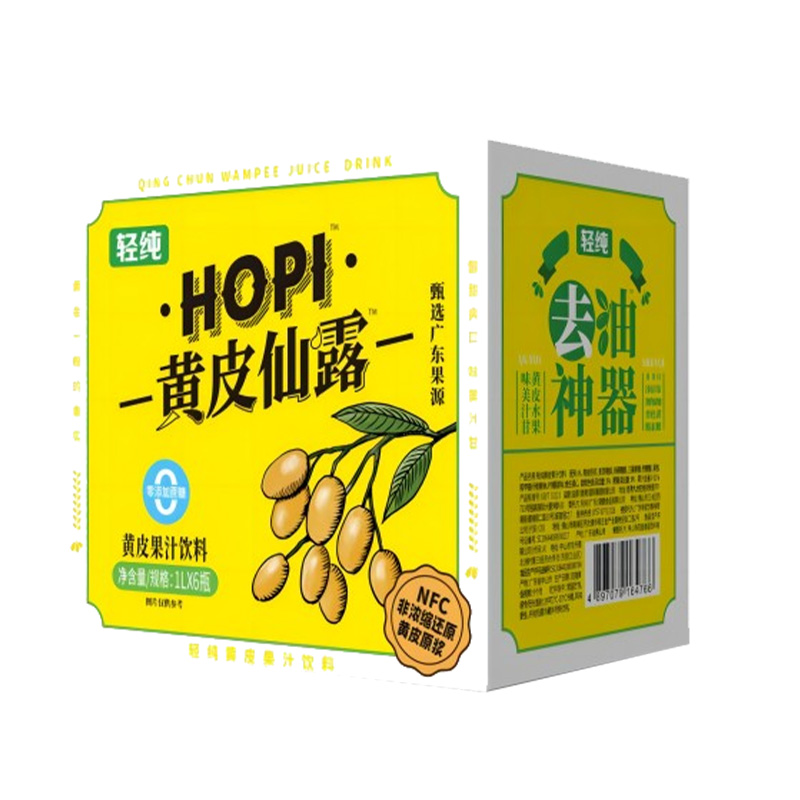 【直营】轻纯HOPI黄皮仙露1L×6清爽果味饮料