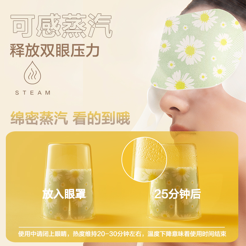 珍视明喵满分洋甘菊蒸汽眼罩发热睡眠遮光热敷护眼贴午睡眼罩
