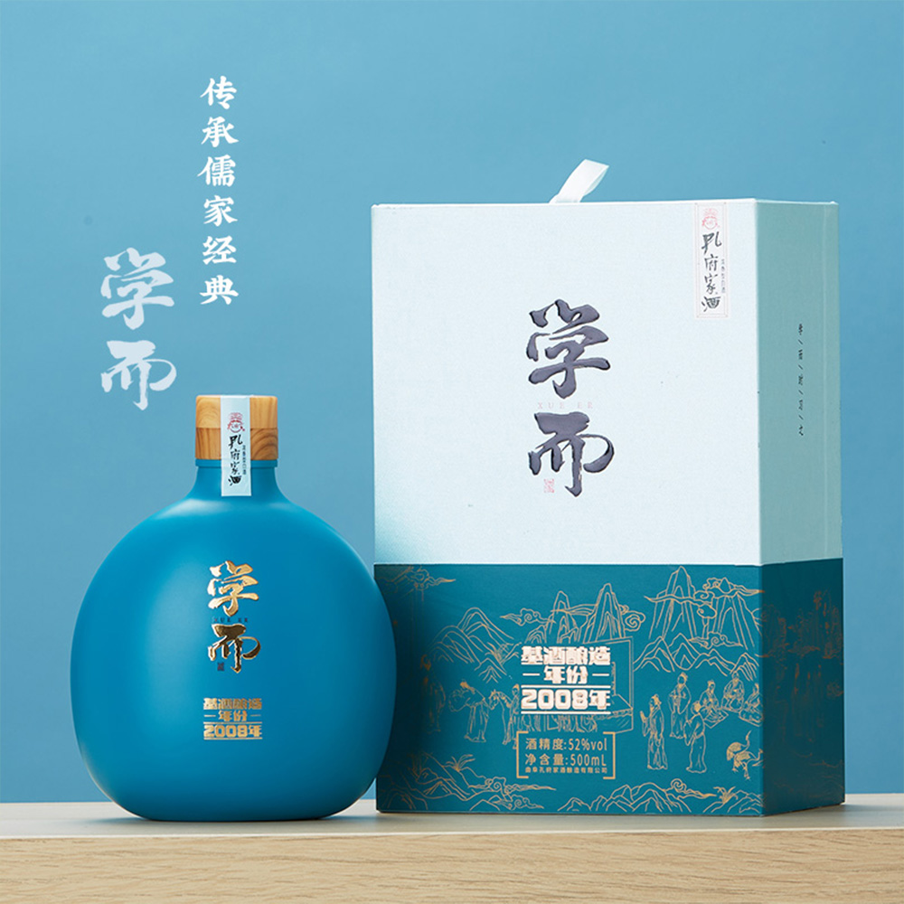 孔府家酒学而52度500ml浓香型白酒真年份2008年基酒酿造纯粮酒