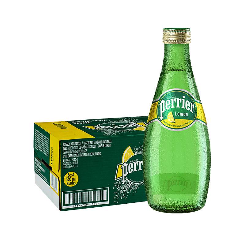 进口法国巴黎水Perrier无糖气泡水矿泉水饮料柠檬味330ml*24瓶 - 图3