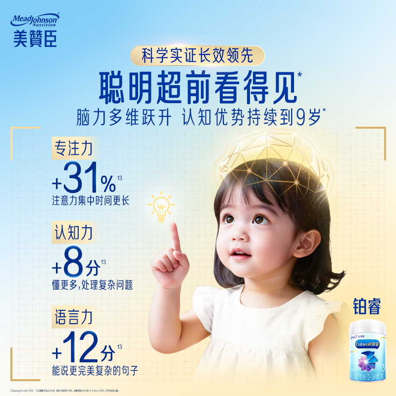 【升级新国标】美赞臣铂睿幼儿配方奶粉3段(1-3岁)850g×6罐装