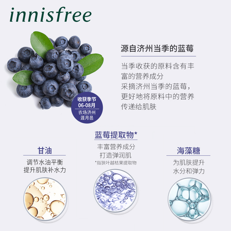 天猫超市innisfree/悦诗风吟蓝莓保湿面霜+小绿瓶30ml保湿水润护肤1