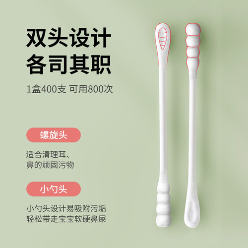 棉签棉花棉棒掏耳朵专用鼻屎挖耳勺纸轴家用化妆婴儿一次性棉签 - 图0