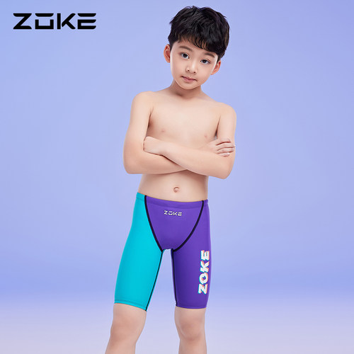 zoke洲克儿童泳衣五分专业训练青少年速干中大童男童竞速游泳裤 - 图0