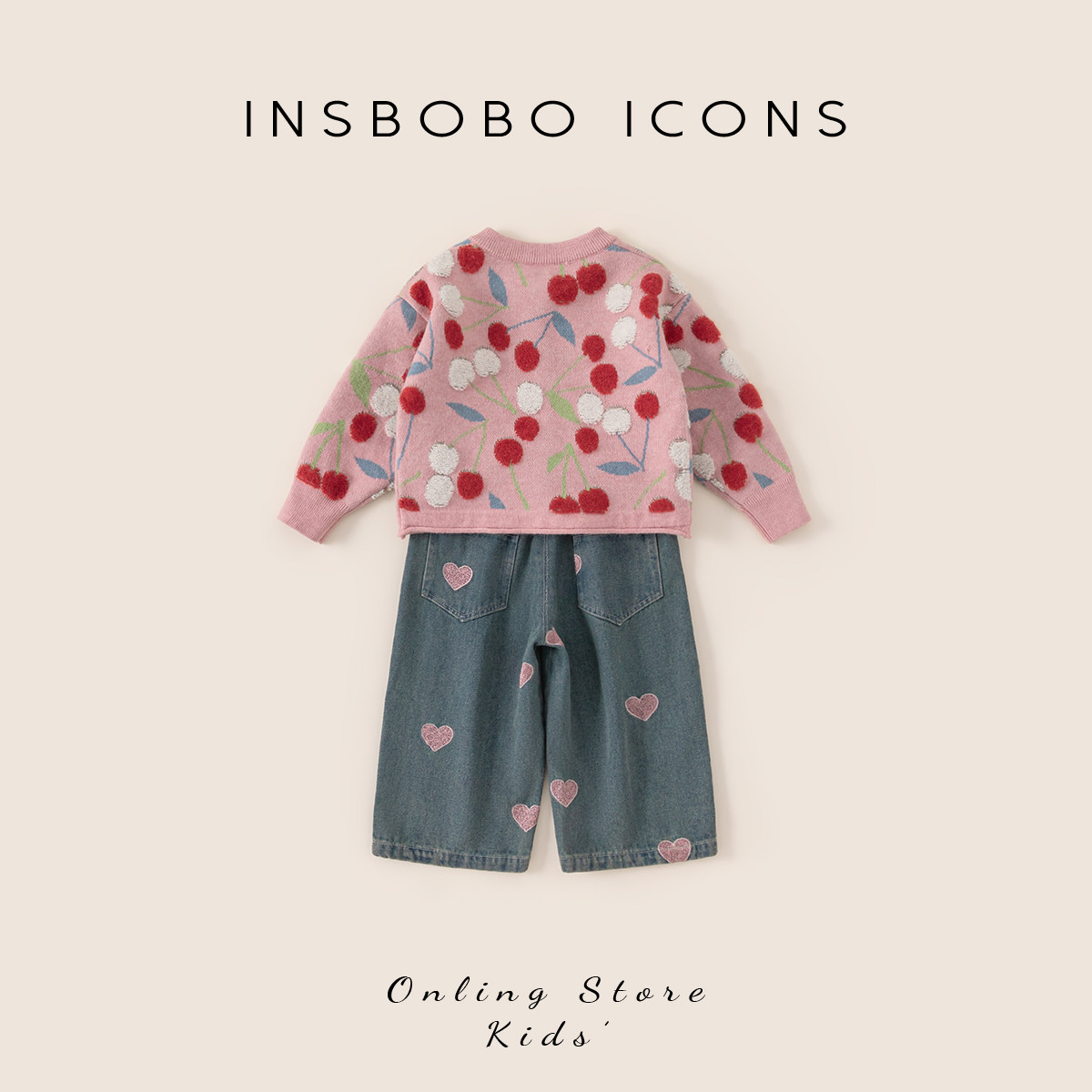 INSbobo女童裤子2025儿童冬装套装宝宝洋气毛衣外套秋冬牛仔裤潮,淘宝优惠券,粉丝福利购,淘宝优惠卷