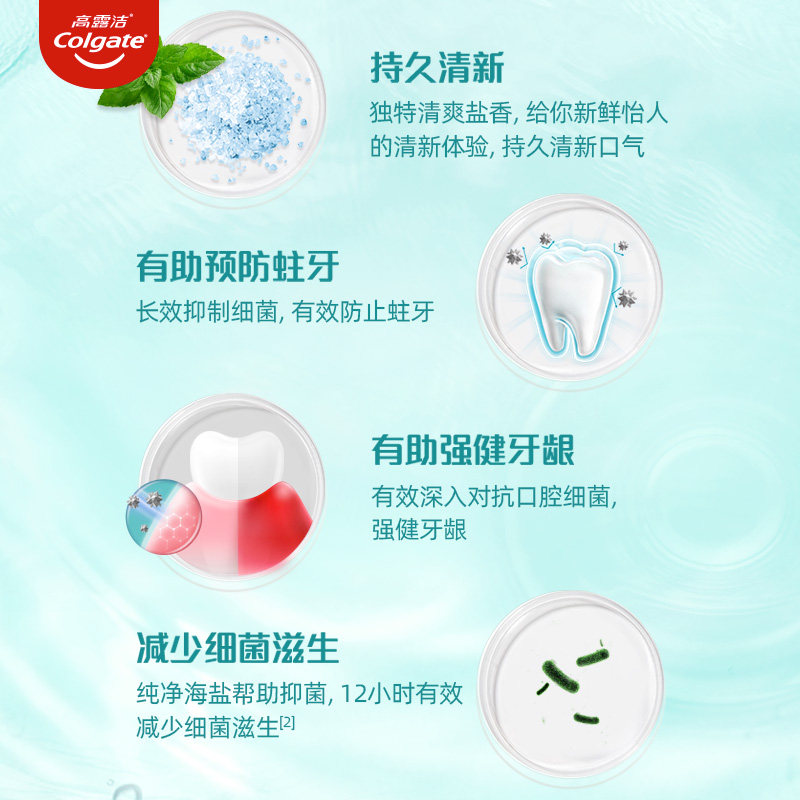 高露洁500ml*2瓶盐白竹炭漱口水 天猫超市漱口水