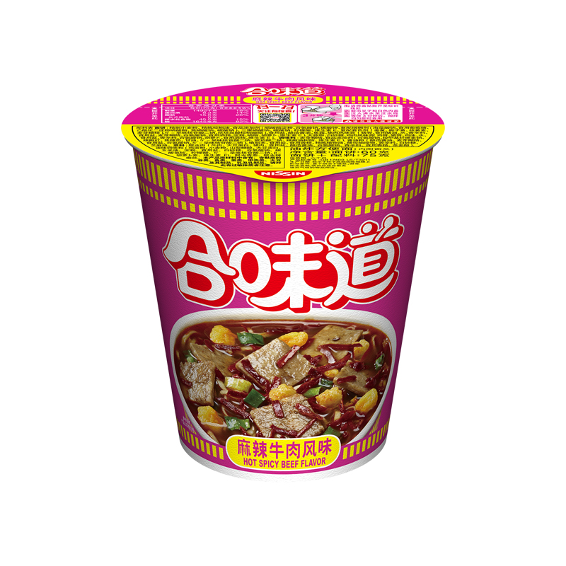 NISSIN/日清方便面合味道麻辣牛肉风味代餐零食夜宵泡面75g×1杯 - 图0