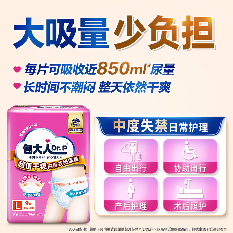 Dr.P/包大人轻薄+超值成人拉拉裤L码80片老人 - 图0