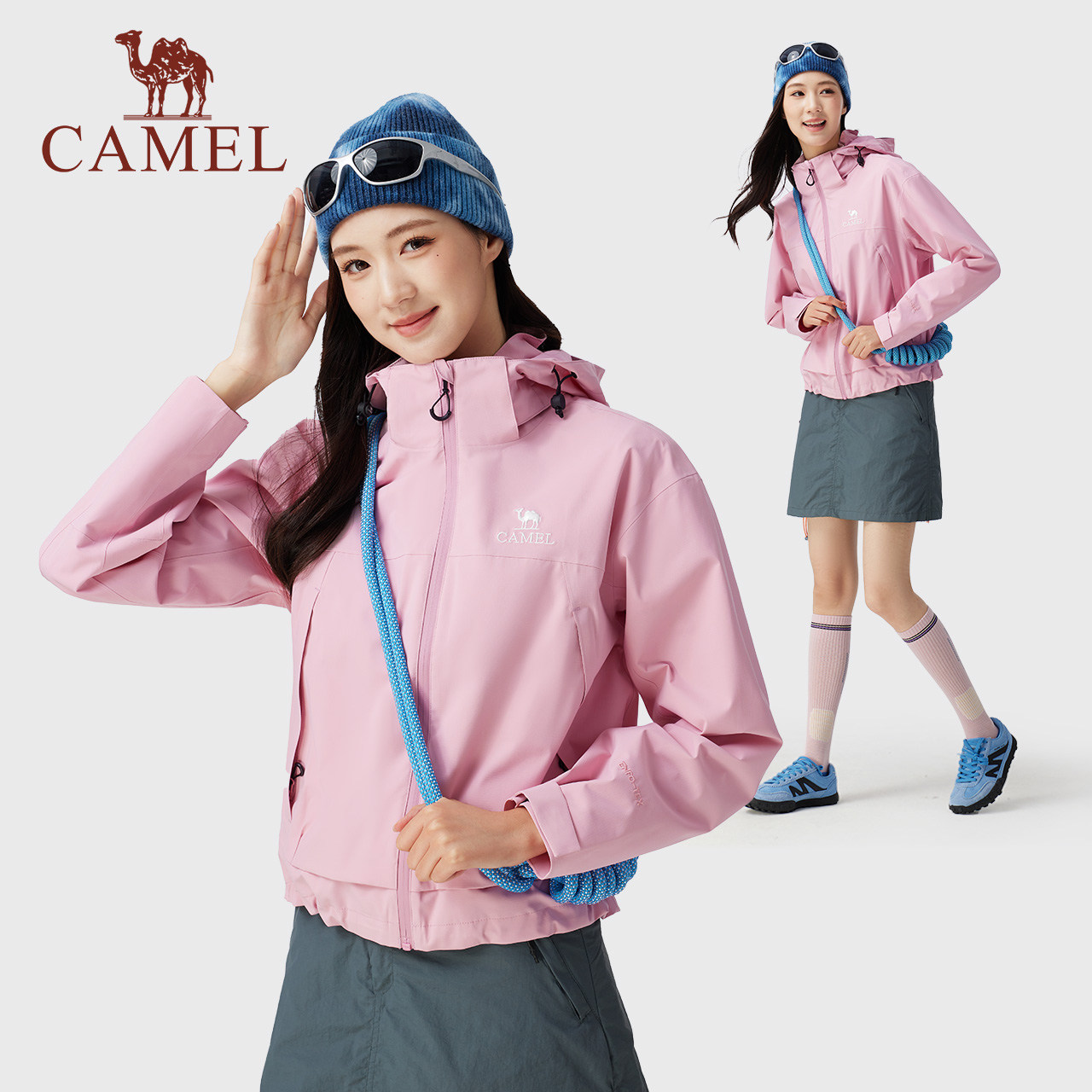 骆驼户外三防冲锋衣短款外套小个子女新款夹克女防风防水登山服,淘宝优惠券,粉丝福利购,淘宝优惠卷