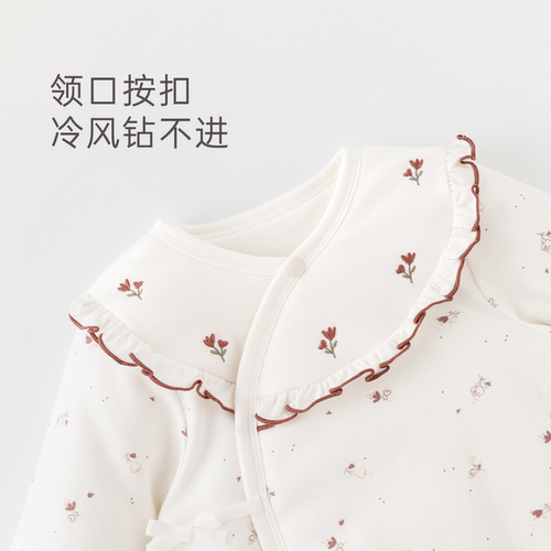 【绒朵棉】新生儿宝宝夹棉抗菌和尚服婴幼儿加厚保暖冬季哈衣棉服 - 图3