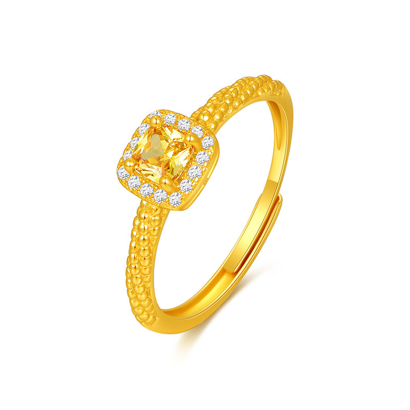 S925银小方糖戒指开口女款黄钻纯银饰品七夕情人节礼物,淘宝优惠券,粉丝福利购,淘宝优惠卷