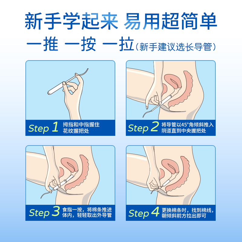 Bluetex蓝宝丝长导管卫生棉条超大流量24支*1盒导管式内置卫生巾 - 图2