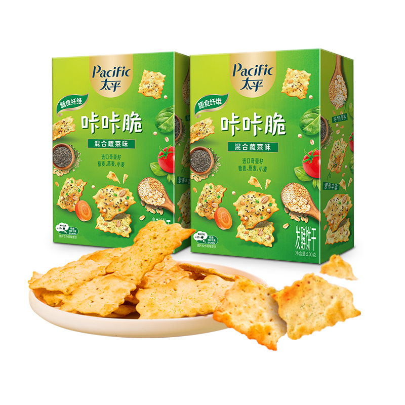 太平苏打饼干咔咔脆混合蔬菜味100g*2盒代餐休闲健康零食 - 图0