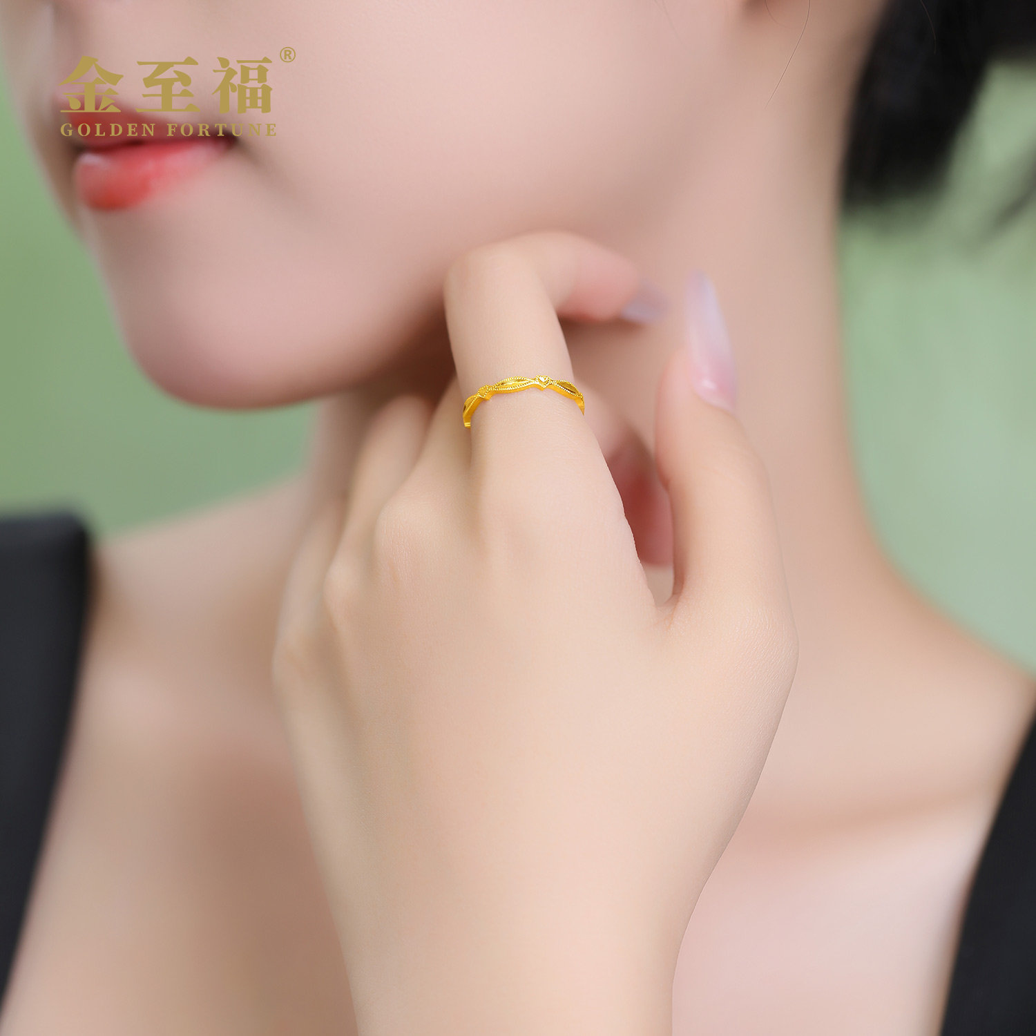 Jinzhifu 2026 new pure gold love ring