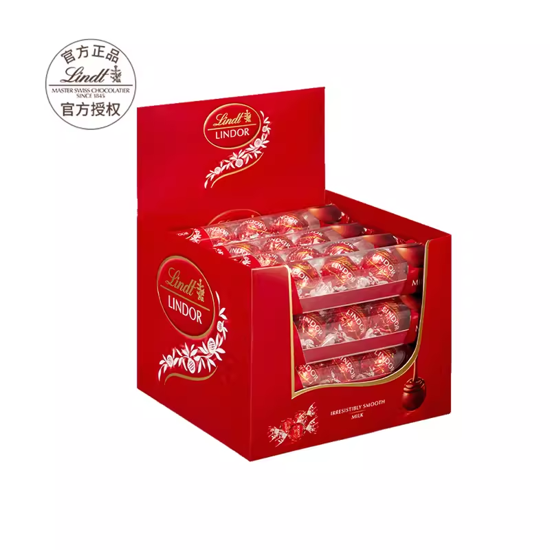 【正品行货】Lindt瑞士莲进口软心牛奶巧克力576g*1盒48粒随享装