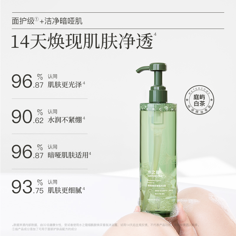 水之蔻沐浴露烟酰胺＋角鲨烷保湿滋润500ml*2瓶持久留香清洁洗护