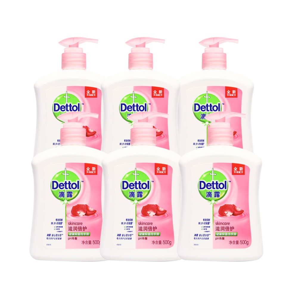 Dettol/滴露洗手液滋润倍护500g*6瓶装补充大桶家庭装泡沫丰富