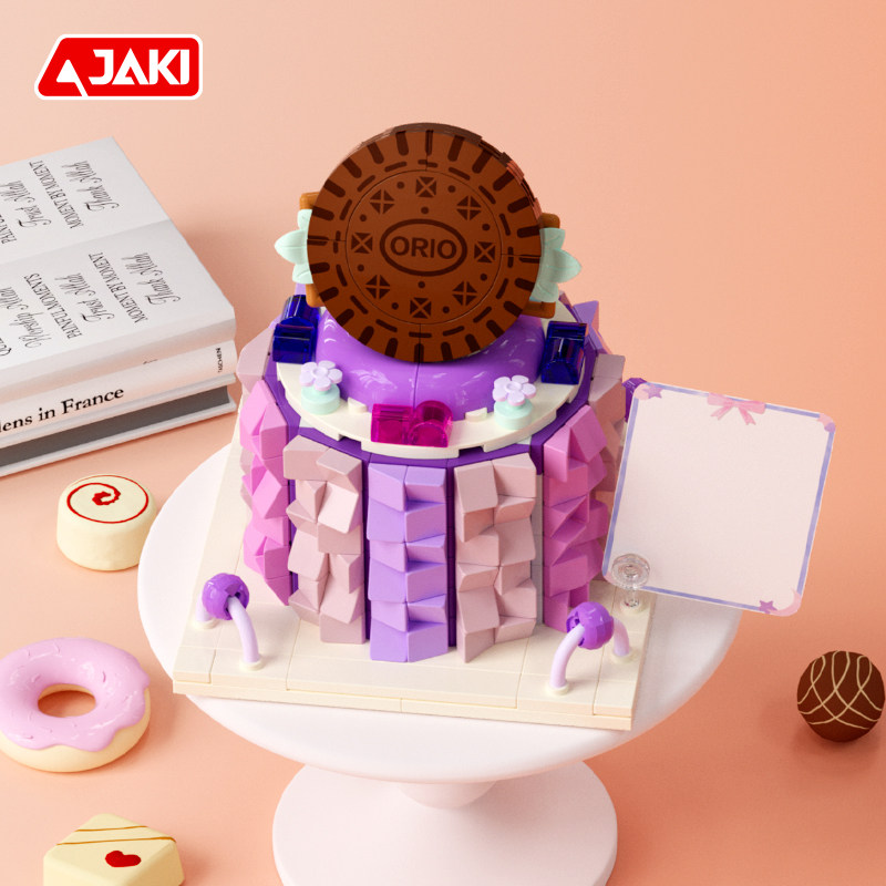 JAKI佳奇生日蛋糕积木12岁女孩系列手工益智玩具拼装摆件儿童礼物