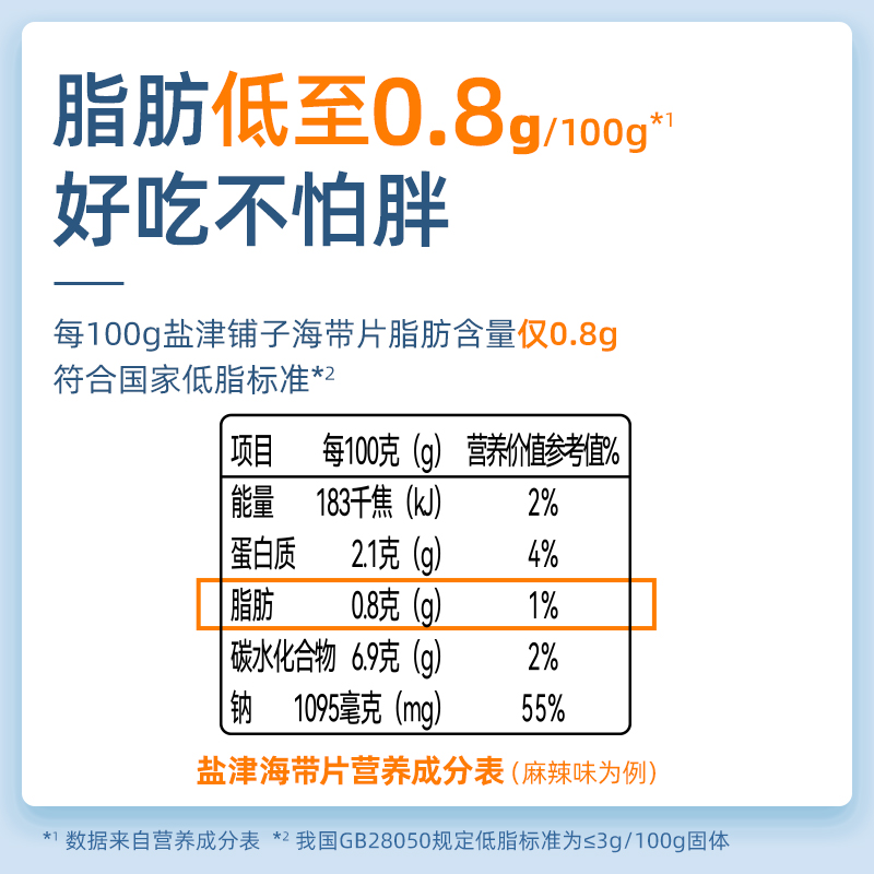 盐津铺子海带片240g海味零食香辣麻辣味独立包装休闲网红小吃即食 - 图0