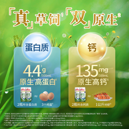 【进口】安佳草饲44g高蛋白全脂纯牛奶250ml*24盒新西兰草饲奶源