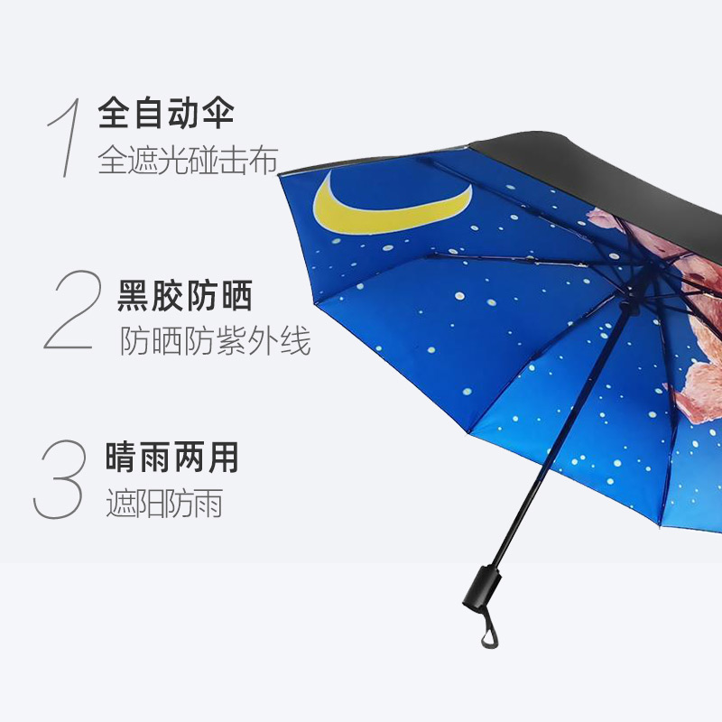 天堂伞全自动伞黑胶防晒防紫外线晴雨伞星空守护小熊伞浪漫礼盒装_居家日用