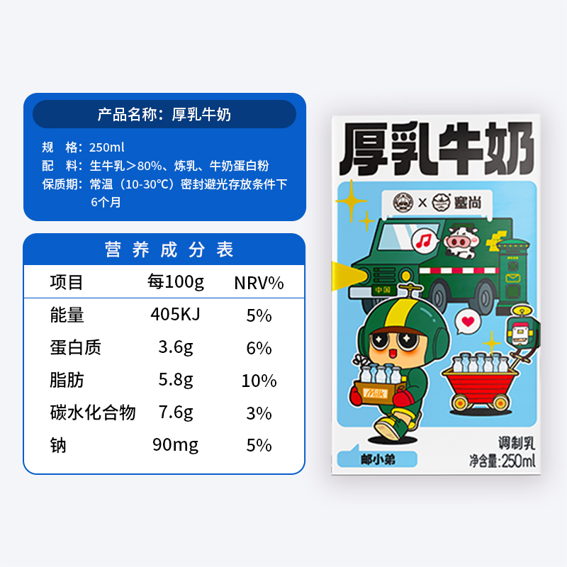 [塞尚&邮政联名]塞尚厚乳牛奶250ml*6下午茶饮品调制乳咖啡拿铁奶 - 图3