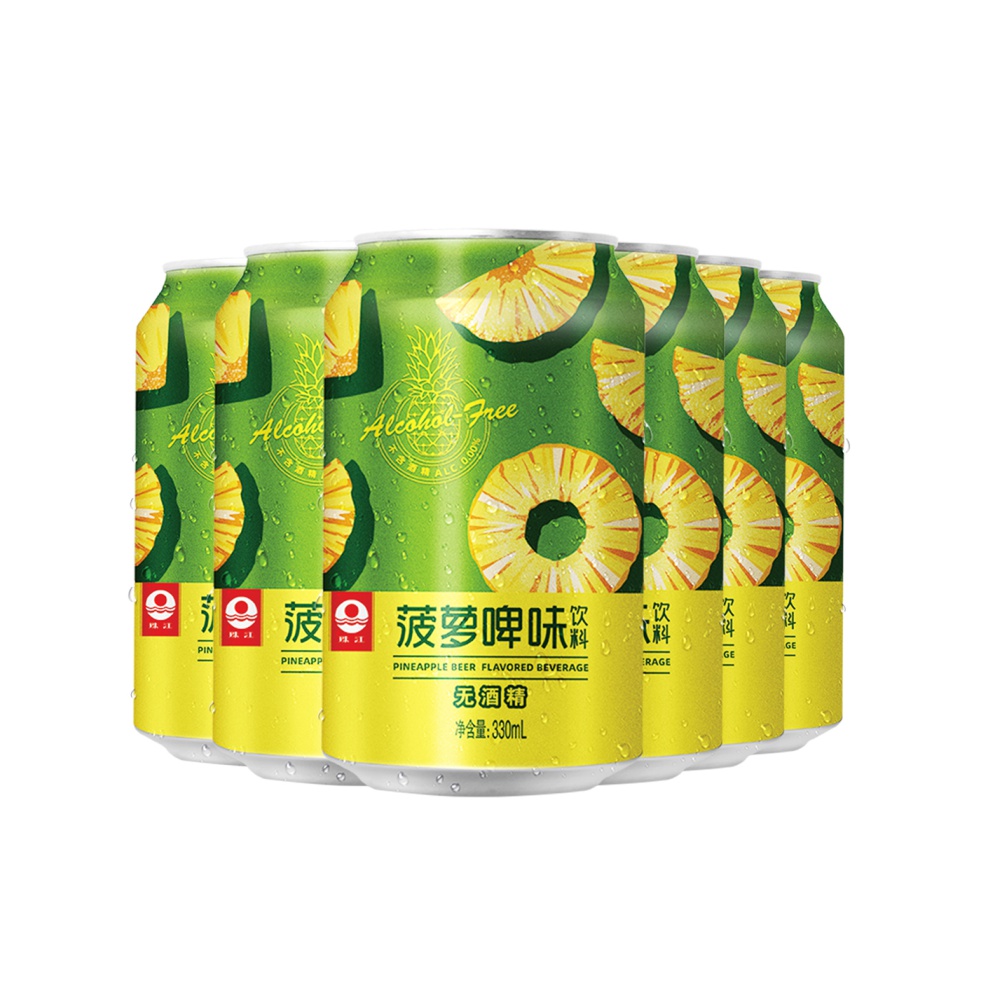 珠江啤酒菠萝啤果味饮料330mL*6罐不含酒精风味果啤易拉罐听装