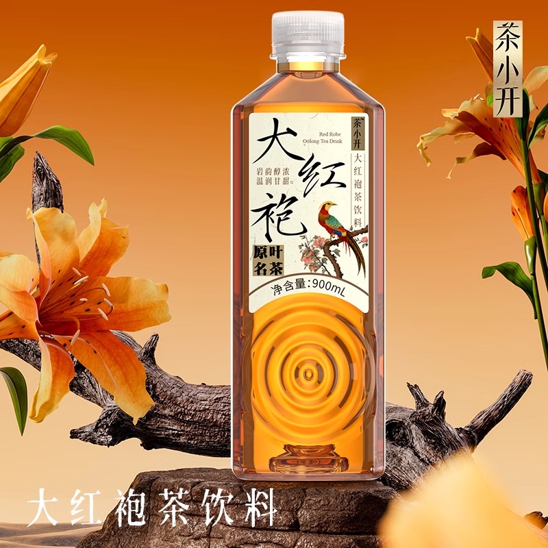 茶小开大红袍900ml*12瓶无糖纯茶饮料0糖0卡0脂乌龙茶整箱