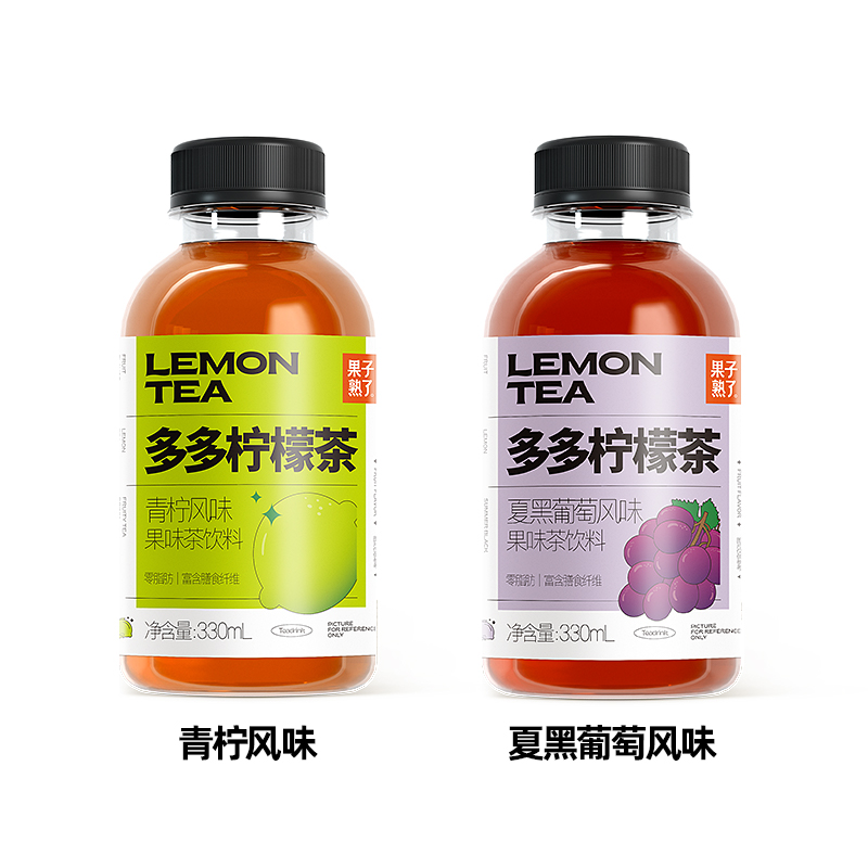 果子熟了多多柠檬茶青柠味330ml*9瓶装整箱0脂肪茶饮料-图2