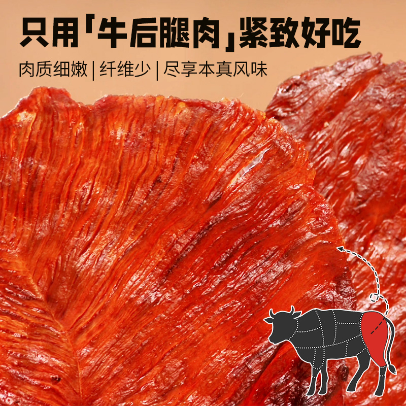 皇上皇肉干原切牛肉脯黑胡椒味原味办公室休闲零食健身代餐 - 图0