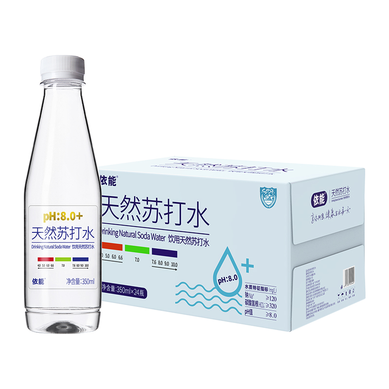 依能天然苏打水350ml*24瓶无汽PH8.0+ - 图0