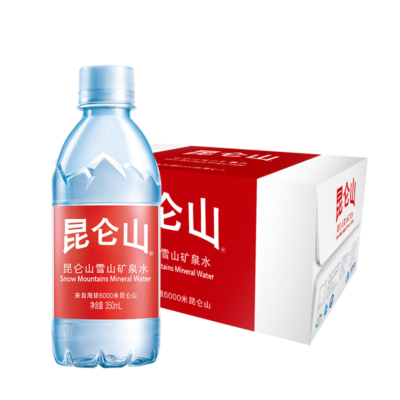 昆仑山雪山矿泉水350mlx24瓶天然弱碱性口感清冽 - 图1