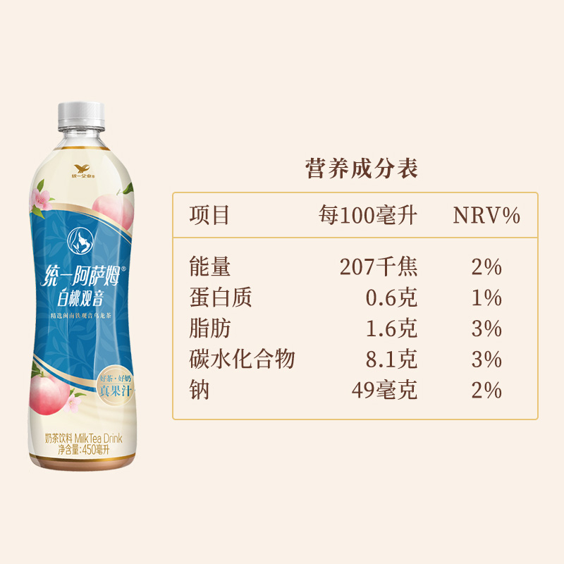 统一阿萨姆白桃乌龙观音经典奶茶450ml*15瓶饮料整箱 - 图3