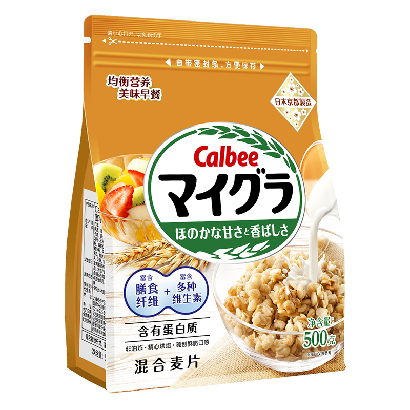 Calbee/卡乐比进口混合麦片500g代餐早餐速食冲饮 - 图0