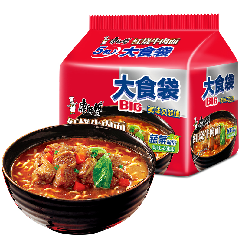 康师傅方便面大食袋红烧牛肉面120g×5袋装泡面速食面 - 图3